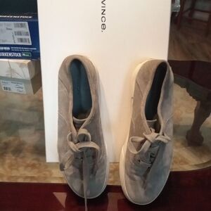 Vince Men's Suede Lace-Up Sneakers in Taupe Gray